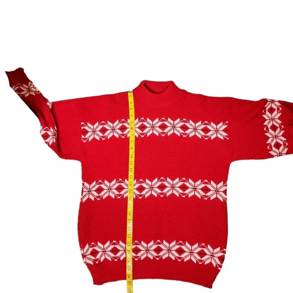 Vintage American Pride Red & White Mock Turtleneck Sweater USA Made Size Large - Picture 14 of 16